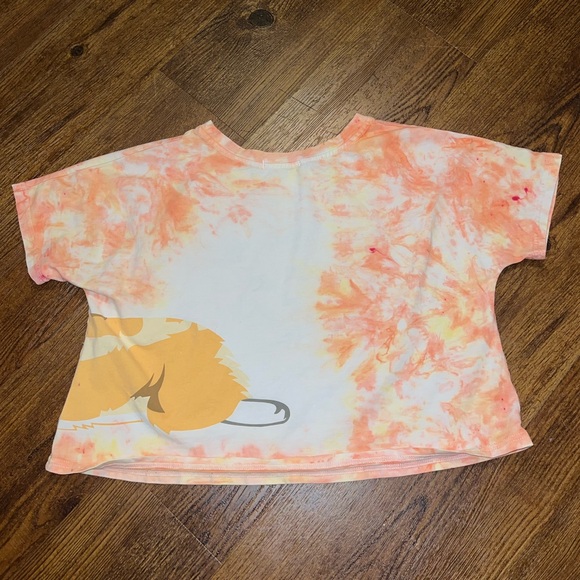 The Crop Stop Corgi White, Yellow Orange Tie Dye Crop Short Sleeve Top Size XS/S - Picture 8 of 11